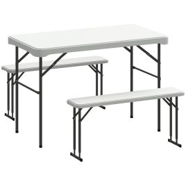 SUNVISTA Three-Piece Folding Picnic Table and Bench Set - Light Grey