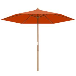 SUNVISTA 2.5m Wood Garden Parasol Sun Shade Patio Outdoor Wooden Umbrella Canopy Orange