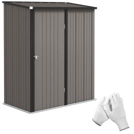 SUNVISTA 5.3 x 3.1ft Corrugated Steel Garden Shed - Light Grey