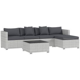 SUNVISTA 6 Pieces Rattan Corner Sofa Set - Mixed Grey