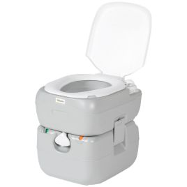 SUNVISTA 22L Portable Camping Toilet with Seat, Lid, Anti-Leak Handle & Detachable Tank - Grey
