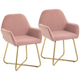 HERON Modern Arm Chair Set of 2 Upholstered Accent Metal Base - Pink