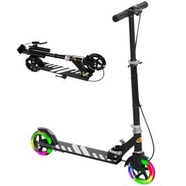AIVAGO Scooter for Kids Ages 3-8 with Adjustable Handle, 2 Light up Wheels, Handbrake & Rear Brake for Girls and Boys, Black