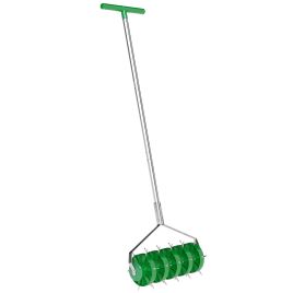 SUNVISTA Manual Rolling Lawn Aerator with T-Bar Handle, Grass Spike Roller, Dark Green