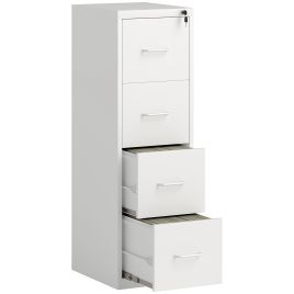 HERON Four-Drawer Modern Steel Filing Cabinet - White