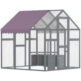 PAWSTER Large Walk In Chicken Run with Waterproof & Anti-UV Cover, for 6-8 Chickens, for Garden, Farm, 5.5' x 6' x 6'