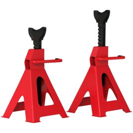 HERON 2 Ton Axle Stands, Height Adjustable Jack Stands for Garage or Vehicle Maintenance, Pack of 2, Red