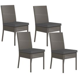 SUNVISTA Set of Four Armless Rattan Garden Chairs - Dark Grey