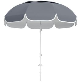 SUNVISTA Beach Umbrella Portable with Sand Anchor, Carry Bag, Adjustable Height & Tilt, UPF50+ UV Protection, Grey