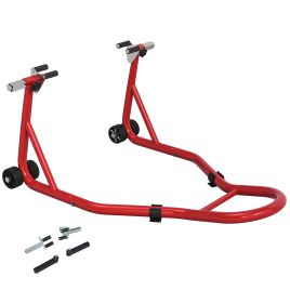 HERON Rear Motorcycle Paddock Stand with Anti-Slip Mat, 200kg Capacity, Red