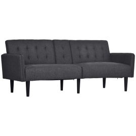 Linen Click Clack Sofa Bed with Storage - Grey
