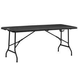 SUNVISTA Folding Garden Dining Table for 6, Rectangular Outdoor Dining Table with HDPE Tabletop, Charcoal Grey