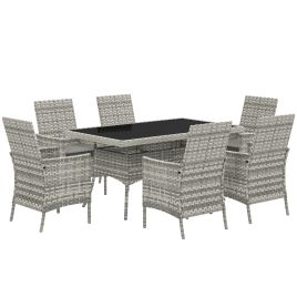 SUNVISTA Seven-Piece Rattan Dining Set - Mixed-Grey