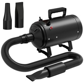 PAWSTER 2200W Dog Hair Dryer with Adjustable Temperature & Velocity, 3 Different Nozzles, Black