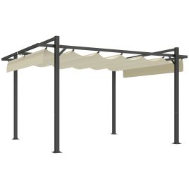 SUNVISTA 3 x 4m Aluminium Pergola, with Retractable Roof - Grey/Khaki