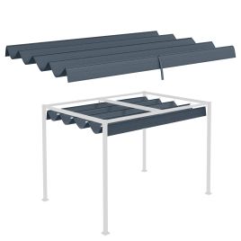 Pergola Roof, Retractable Sun Shade Cover for 3 x 2.15m Pergola, UV30+ Protected, Dark Grey