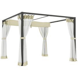 SUNVISTA 3 x 3m Aluminium Frame Pergola, with Retractable Roof - Khaki