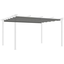 SUNVISTA Retractable Pergola Shade Cover, Replacement Canopy for 4 x 3 (m) Pergola, Retractable Roof, Light Grey