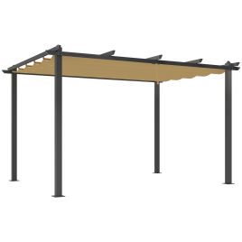 SUNVISTA 3 x 4m Aluminium Pergola, with Retractable Roof - Khaki