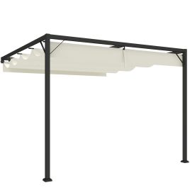 SUNVISTA 3 x 3(m) Outdoor Pergola with Retractable Canopy -Cream White