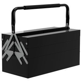 DURHAND 3 Tier Metal Toolbox, 5 Tray Professional Portable Tool Box with Carry Handle for Workshop, 45cmx22.5cmx34.5cm, Black