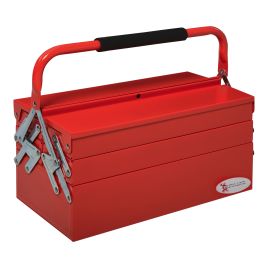 Metal Tool Box 3 Tier 5 Tray Professional Portable Storage Cabinet Workshop Cantilever Toolbox with Carry Handle, 45cmx22.5cmx34.5cm, Red