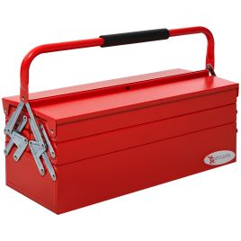 Metal Tool Box 3 Tier 5 Tray Professional Portable Storage Cabinet Workshop Cantilever Toolbox with Carry Handle, 57cmx21cmx41cm, Red