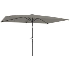SUNVISTA 3x2m Patio Parasol Garden Umbrellas Canopy with Aluminium Tilt Crank Rectangular Sun Shade Steel, Light Grey