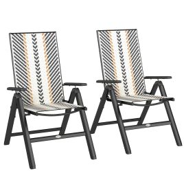 SUNVISTA Set of Two Rattan Reclining Garden Chairs - Yellow Print