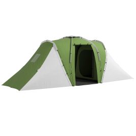 SUNVISTA Large Camping Tent Tunnel Tent with 2 Bedroom and Living Area, 2000mm Waterproof, Portable with Bag for 4-6 Man, Green