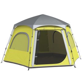 SUNVISTA Instant Dome Camping Tent, 2-4 Person, Waterproof with Vestibule & UV Protection, Yellow Green