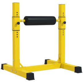 SPORTEDGE Bulgarian Split Squat Stand, 12-Level Adjustable Leg Machine with Foam Roller, Yellow