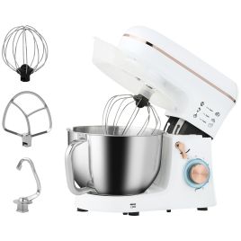 HERON Stand Mixer, 5L Food Mixer for Baking, 6 Speeds and Pulse Setting, 1400W Cake Electric Kitchen Mixer, White