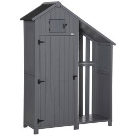 Garden Outdoor Storage Shed with Shelves and Tilt Roof - Grey