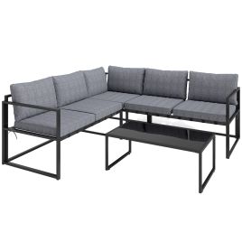 SUNVISTA Three-Piece L Shaped Garden Furniture Set with Cushions - Grey