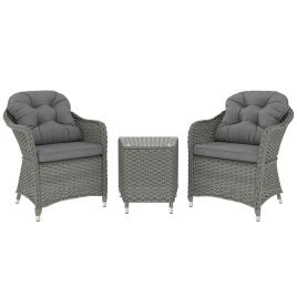 SUNVISTA Three-Piece Super Padded Rattan Set - Light Grey
