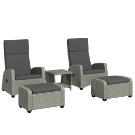 SUNVISTA 5-Piece Rattan Garden Furniture Set with Cushions - Charcoal Grey