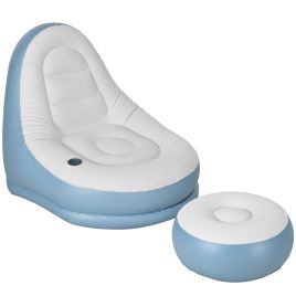 SUNVISTA Inflatable Tub Chair and Footstool - Blue/White