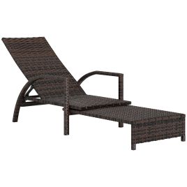 SUNVISTA PE Rattan Sun Lounger with Adjustable Backrest - Mixed-brown