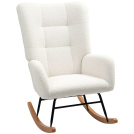 HERON Teddy Fleece Rocking Chair - Cream White