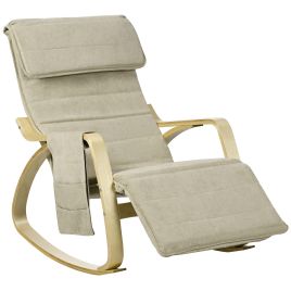 Scott Rocking Lounge Chair Recliner with Adjustable Footrest - Cream White