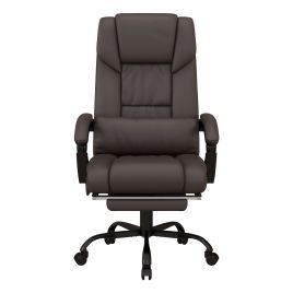Vinsetto 6-Point PU Leather Massage Office Chair with Swivel Wheels, Reclining Chair Office with Footrest, Remote, Brown