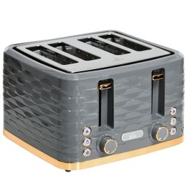 HERON Four-Slice Rippled Toaster - Grey