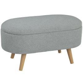 HERON Teddy Fleece Storage Ottoman - Grey