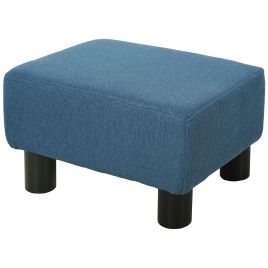 Linen Fabric Footstool Ottoman Cube with 4 Plastic Legs