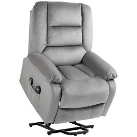 Scott Electric Recliner Chair with Vibration Massage Heat Side Pocket - Grey