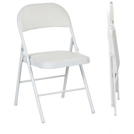 Scott Padded Folding Chairs Set of 2 with Cushioned Seat - White