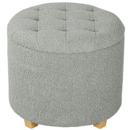 HERON 31.8L Teddy Fleece Storage Ottoman - Dark Grey