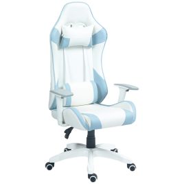 Scott Gaming Chair Racing Gamer Chair Reclining Faux Leather - Light Blue