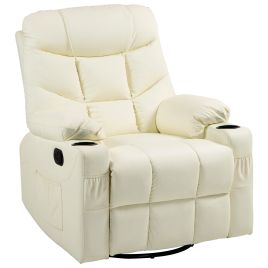 Scott Manual Reclining Chair with Cup Holders - Cream